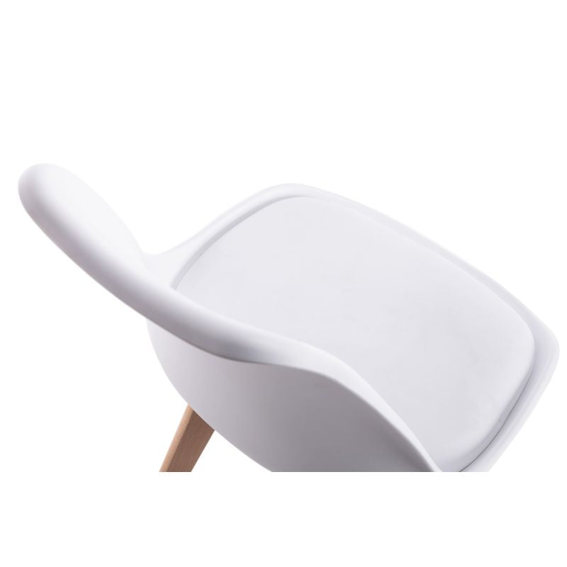 SAREN - Lot de 6 chaises scandinaves en simili avec pieds bois - Blanc