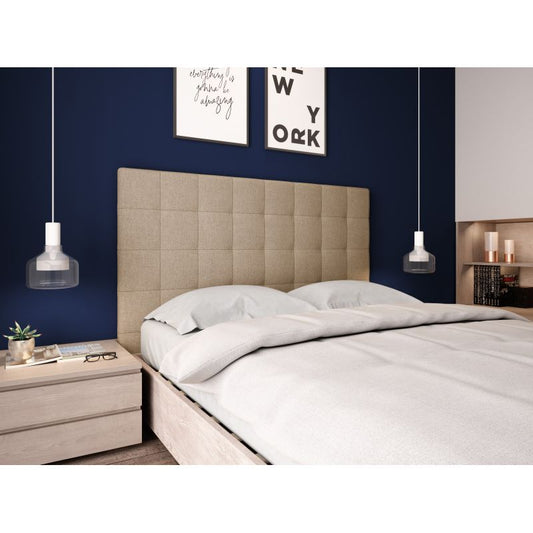 TROY - Tête de lit capitonnée en tissu - Beige - 140 cm