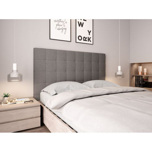 TROY - Tête de lit capitonnée en tissu - Gris - 140 cm