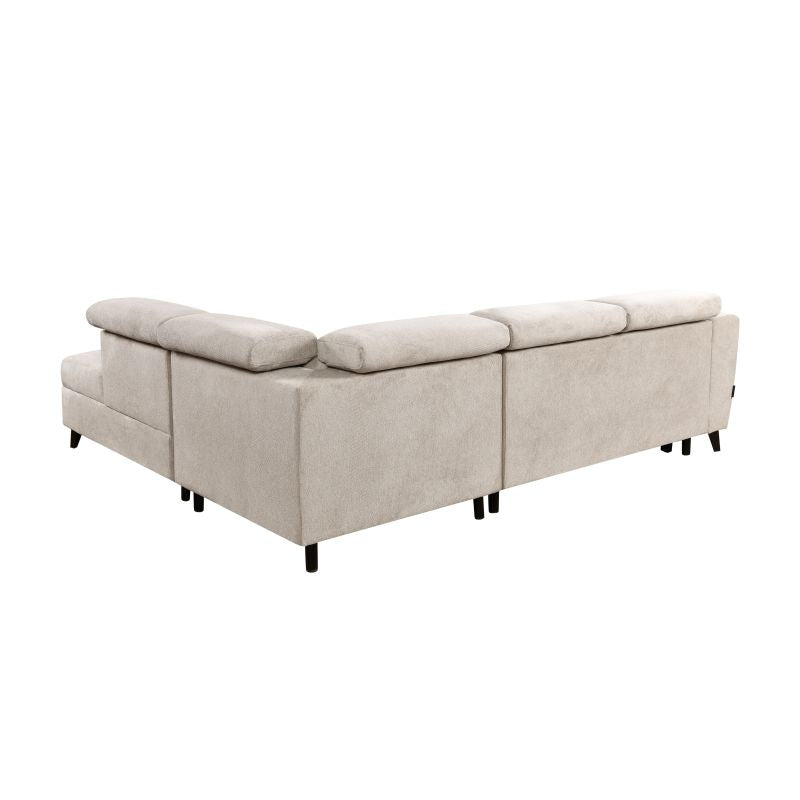 ARLO - Canapé d'angle convertible avec coffre en tissu - Beige - Angle droit (vue de face)