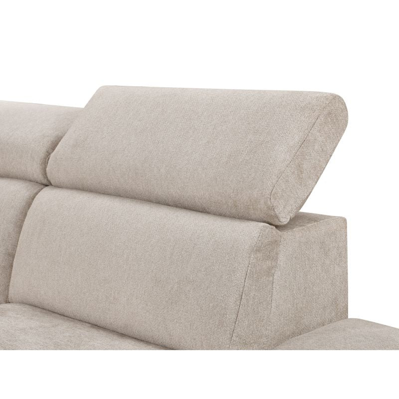 ARLO - Canapé d'angle convertible avec coffre en tissu - Beige - Angle droit (vue de face)