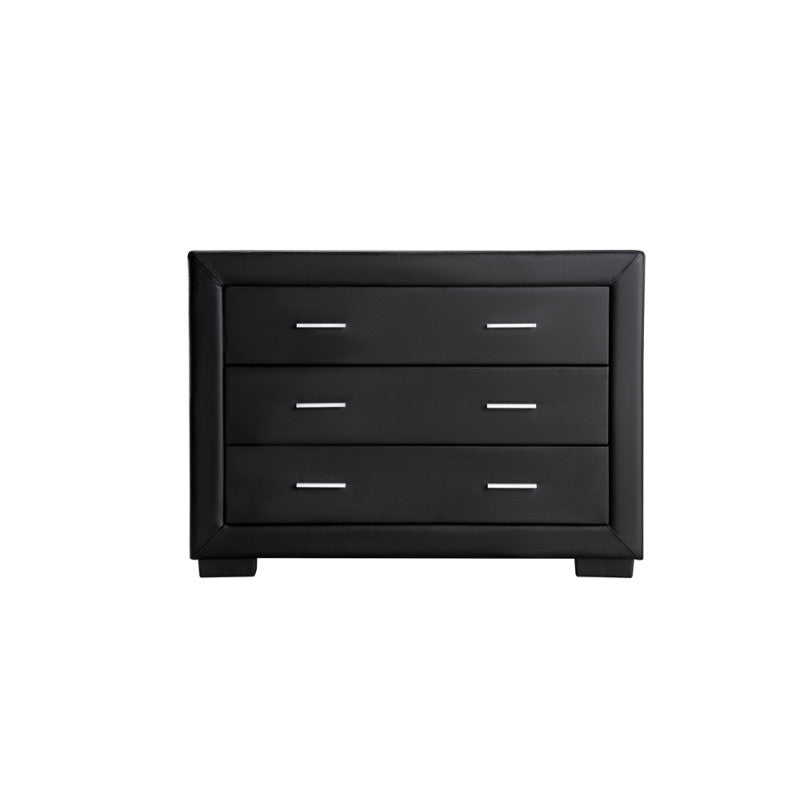 WASSY - Commode de chambre 3 tiroirs en simili - Noir