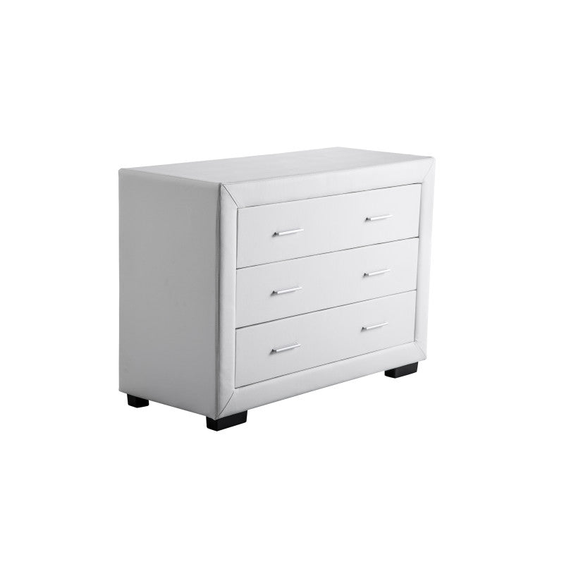 WASSY - Commode de chambre 3 tiroirs en simili - Blanc