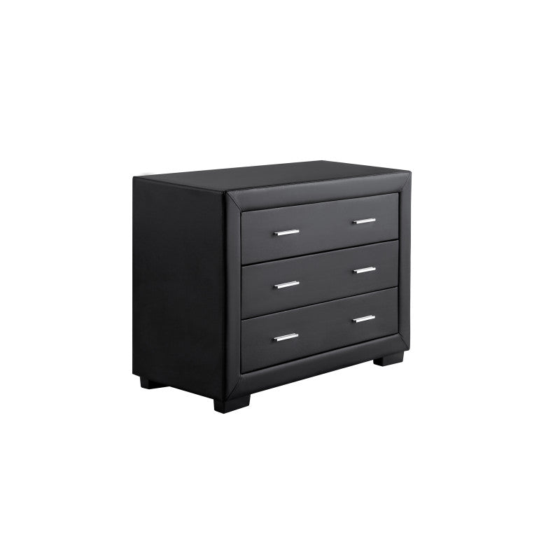 WASSY - Commode de chambre 3 tiroirs en simili - Noir