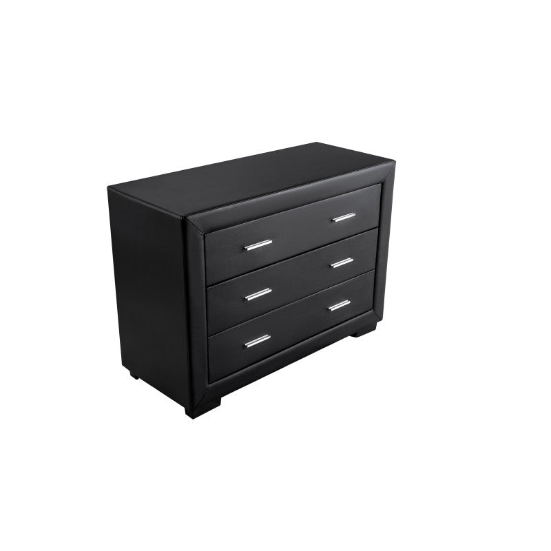 WASSY - Commode de chambre 3 tiroirs en simili - Noir