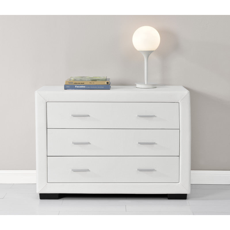 WASSY - Commode de chambre 3 tiroirs en simili - Blanc