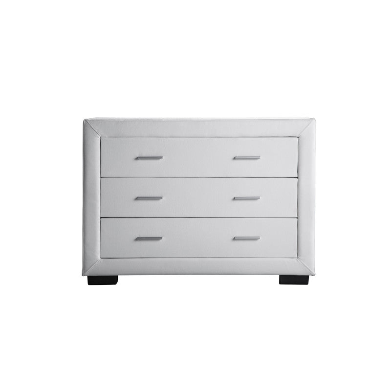 WASSY - Commode de chambre 3 tiroirs en simili - Blanc