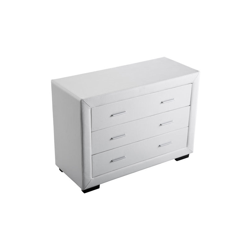 WASSY - Commode de chambre 3 tiroirs en simili - Blanc