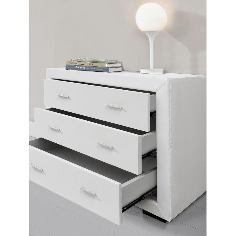 WASSY - Commode de chambre 3 tiroirs en simili - Blanc